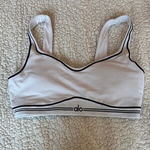 ALO Yoga White and Black Trim Sports Bra